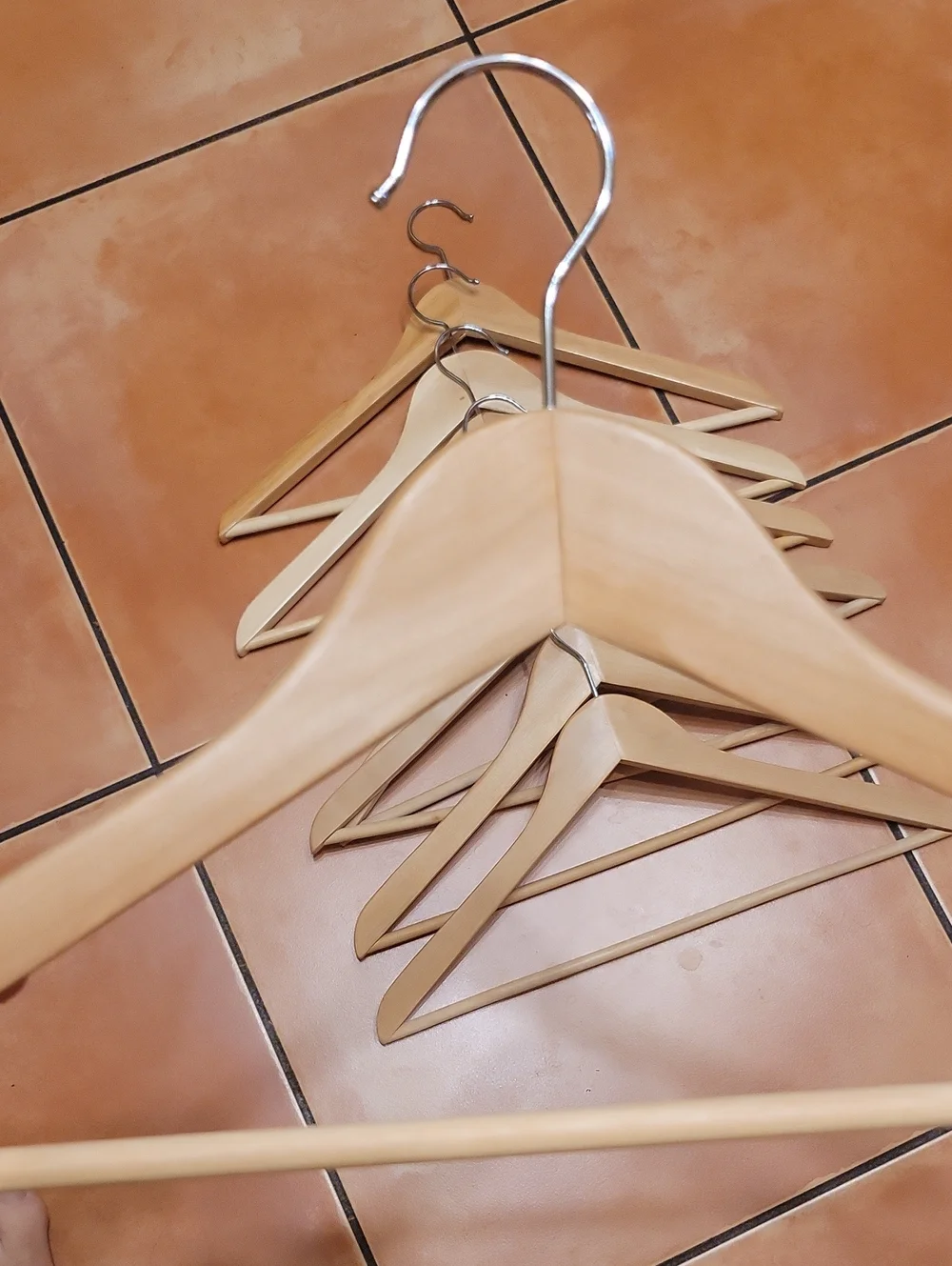 Set Of 8 Solid Wood Hangers Pants Shirts
